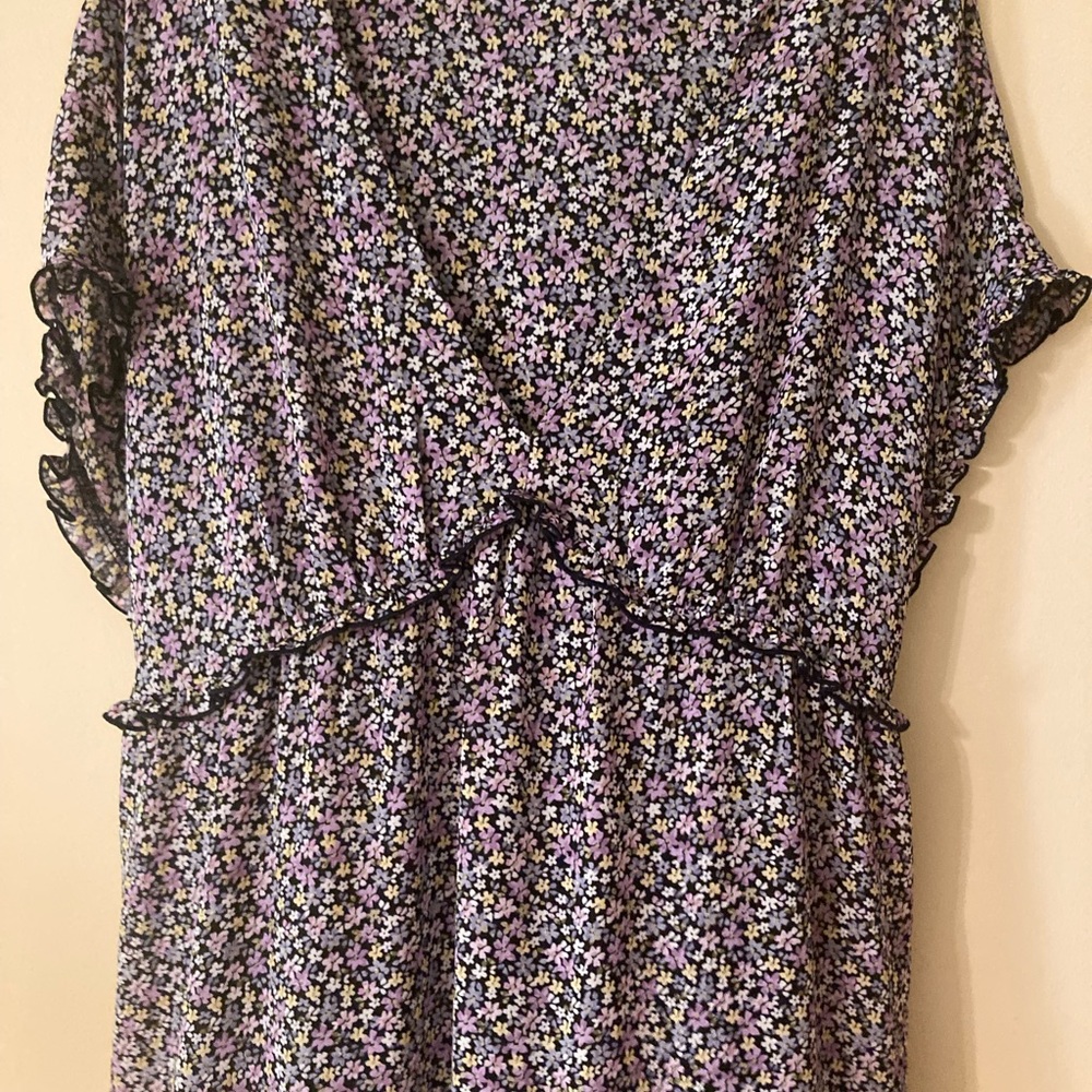 Women’s Short Dolman Sleeve Empire Waist Maxi Dress Purple Black Yellow Size XL - Picture 7 of 13